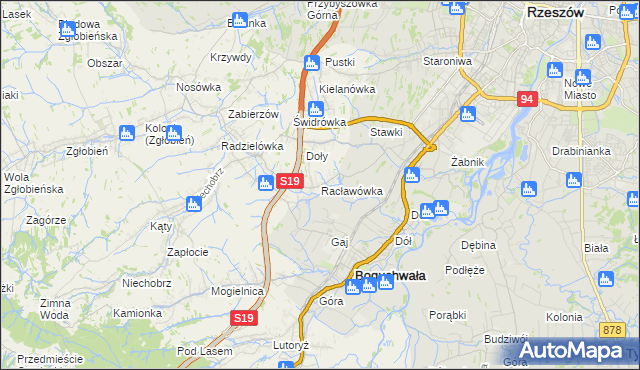mapa Racławówka, Racławówka na mapie Targeo