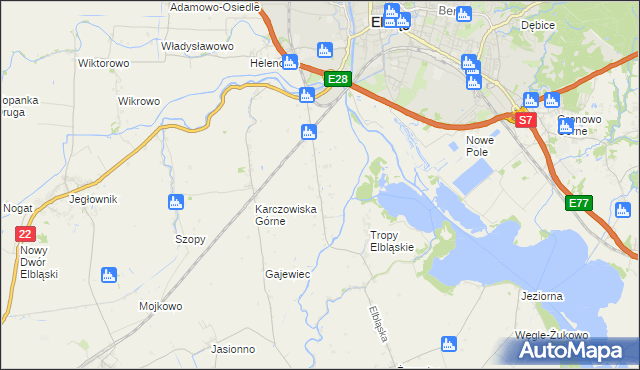 mapa Raczki Elbląskie, Raczki Elbląskie na mapie Targeo