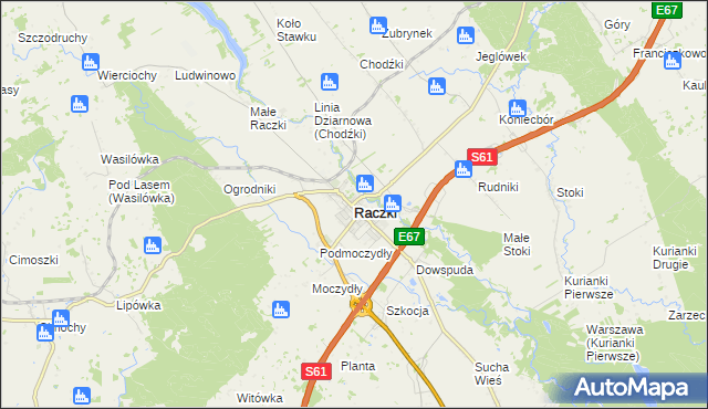 mapa Raczki powiat suwalski, Raczki powiat suwalski na mapie Targeo