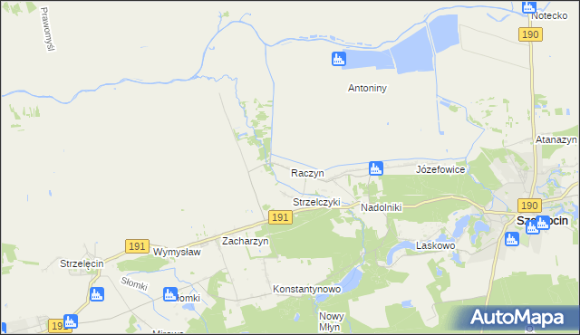 mapa Raczyn gmina Szamocin, Raczyn gmina Szamocin na mapie Targeo