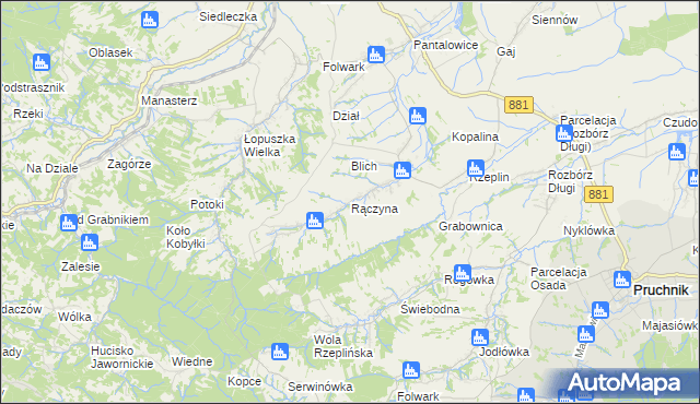 mapa Rączyna, Rączyna na mapie Targeo