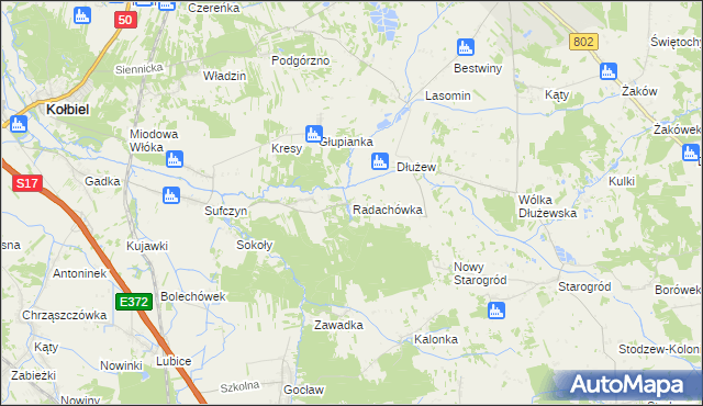 mapa Radachówka, Radachówka na mapie Targeo