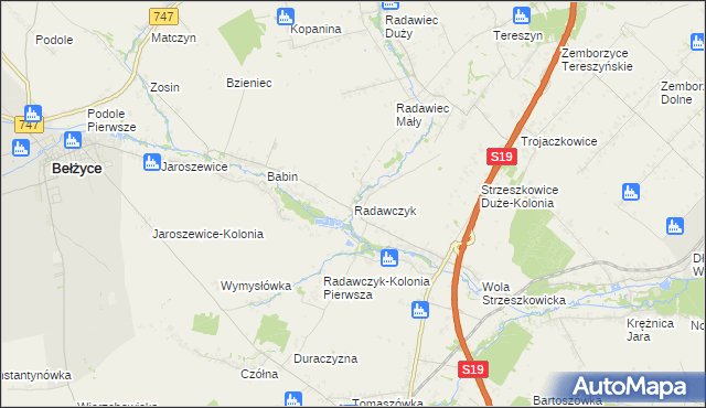 mapa Radawczyk gmina Niedrzwica Duża, Radawczyk gmina Niedrzwica Duża na mapie Targeo