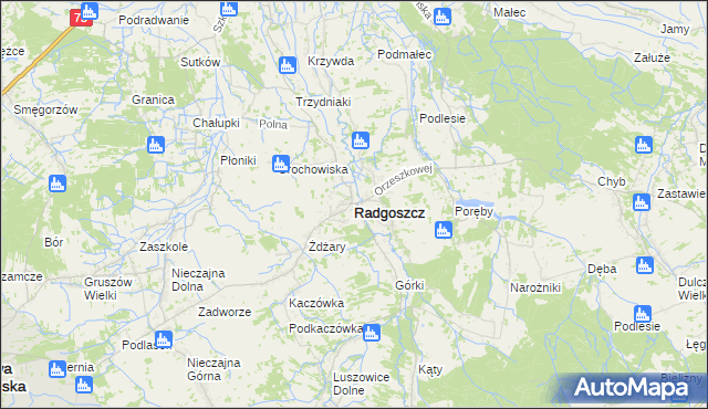 mapa Radgoszcz powiat dąbrowski, Radgoszcz powiat dąbrowski na mapie Targeo