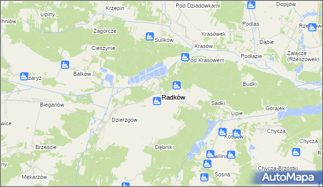 mapa Radków powiat włoszczowski, Radków powiat włoszczowski na mapie Targeo