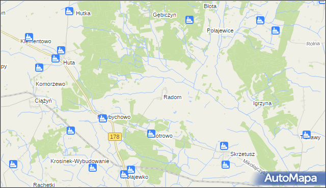 mapa Radom gmina Ryczywół, Radom gmina Ryczywół na mapie Targeo