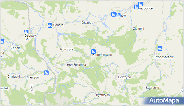 mapa Radomiłowice, Radomiłowice na mapie Targeo