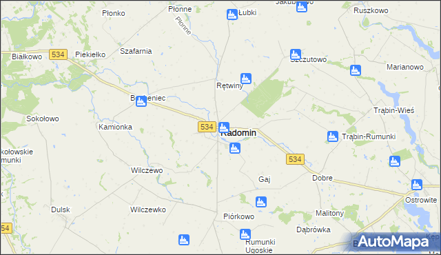 mapa Radomin powiat golubsko-dobrzyński, Radomin powiat golubsko-dobrzyński na mapie Targeo
