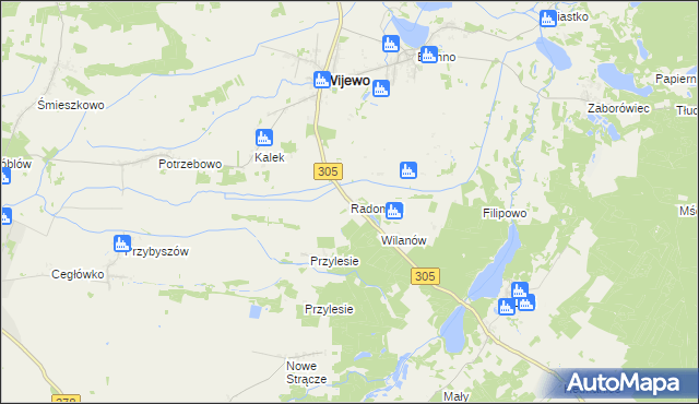 mapa Radomyśl gmina Wijewo, Radomyśl gmina Wijewo na mapie Targeo