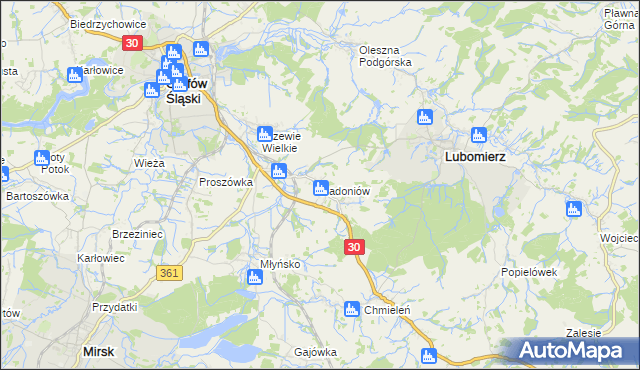 mapa Radoniów, Radoniów na mapie Targeo