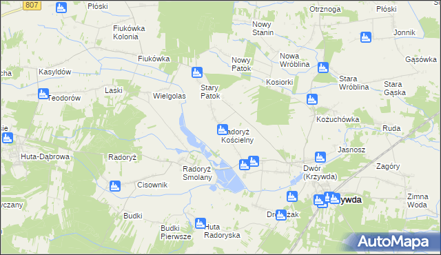 mapa Radoryż Kościelny, Radoryż Kościelny na mapie Targeo