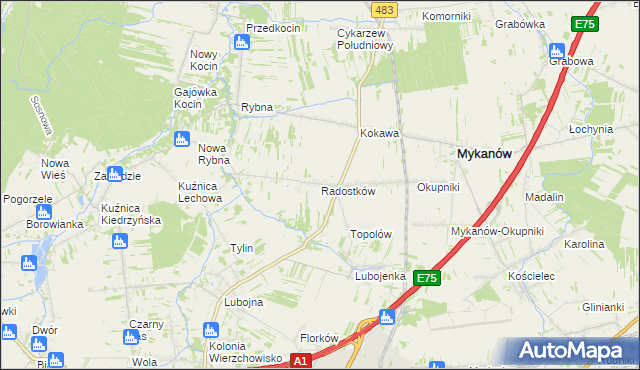 mapa Radostków, Radostków na mapie Targeo