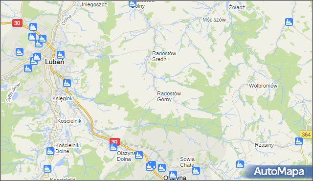 mapa Radostów Górny, Radostów Górny na mapie Targeo