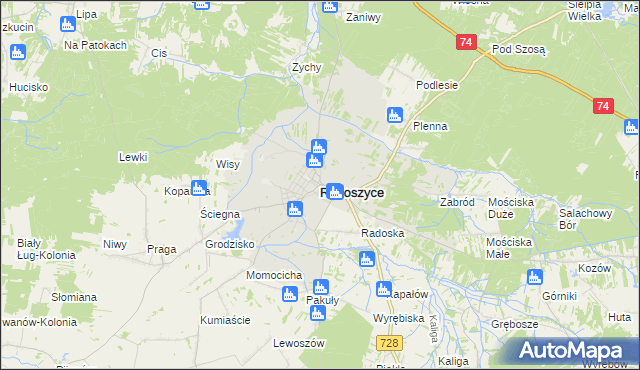 mapa Radoszyce powiat konecki, Radoszyce powiat konecki na mapie Targeo