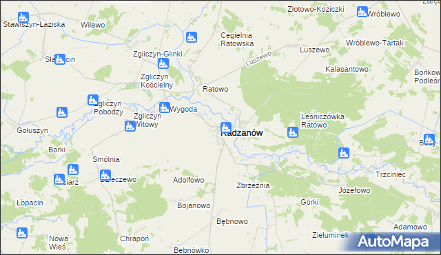 mapa Radzanów powiat mławski, Radzanów powiat mławski na mapie Targeo