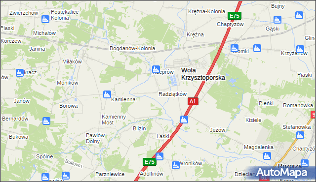 mapa Radziątków, Radziątków na mapie Targeo