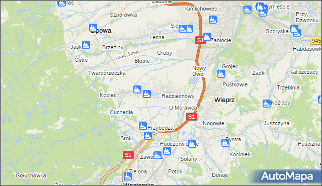 mapa Radziechowy, Radziechowy na mapie Targeo