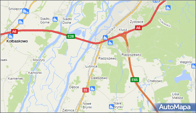 mapa Radziszewo gmina Gryfino, Radziszewo gmina Gryfino na mapie Targeo