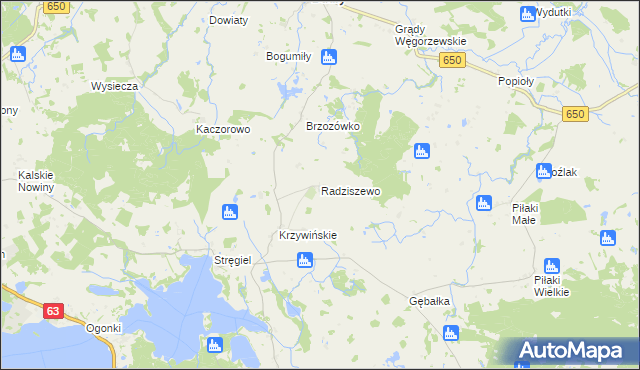 mapa Radziszewo gmina Pozezdrze, Radziszewo gmina Pozezdrze na mapie Targeo