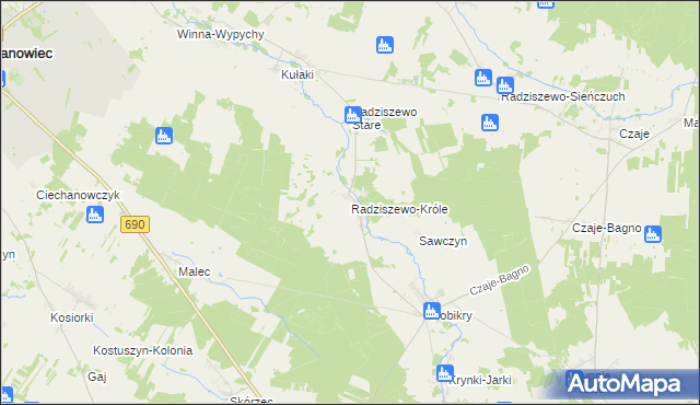 mapa Radziszewo-Króle, Radziszewo-Króle na mapie Targeo