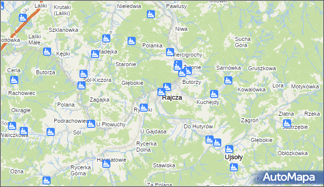 mapa Rajcza, Rajcza na mapie Targeo