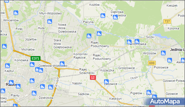 mapa Rajec Poduchowny, Rajec Poduchowny na mapie Targeo