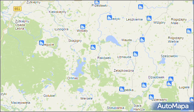 mapa Rakówek gmina Dubeninki, Rakówek gmina Dubeninki na mapie Targeo