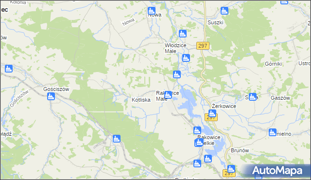 mapa Rakowice Małe, Rakowice Małe na mapie Targeo