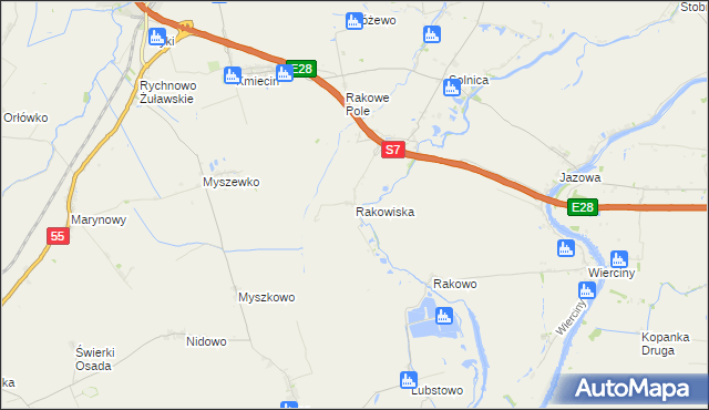 mapa Rakowiska gmina Nowy Dwór Gdański, Rakowiska gmina Nowy Dwór Gdański na mapie Targeo