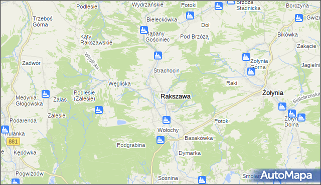 mapa Rakszawa powiat łańcucki, Rakszawa powiat łańcucki na mapie Targeo