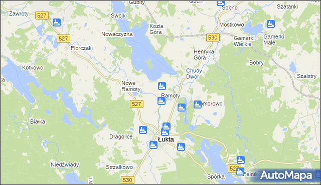 mapa Ramoty gmina Łukta, Ramoty gmina Łukta na mapie Targeo