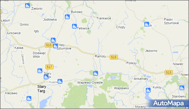 mapa Ramoty gmina Stary Targ, Ramoty gmina Stary Targ na mapie Targeo