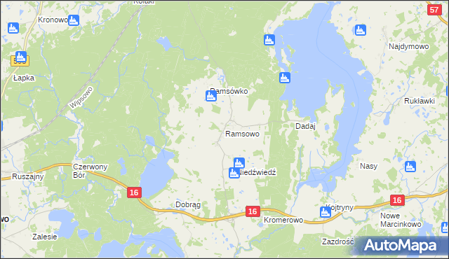 mapa Ramsowo, Ramsowo na mapie Targeo