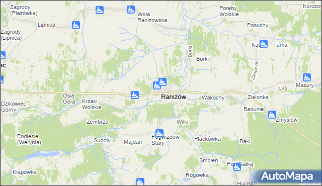 mapa Raniżów, Raniżów na mapie Targeo