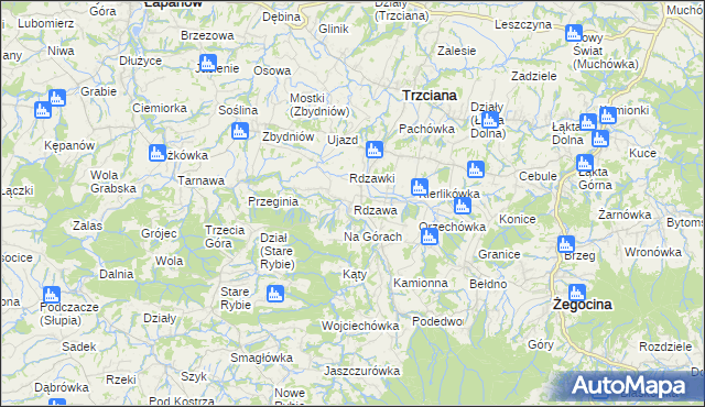 mapa Rdzawa, Rdzawa na mapie Targeo