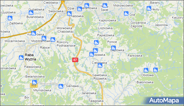 mapa Rdzawka, Rdzawka na mapie Targeo