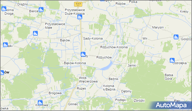 mapa Rdzuchów, Rdzuchów na mapie Targeo