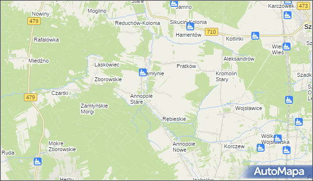 mapa Rębieskie-Kolonia, Rębieskie-Kolonia na mapie Targeo