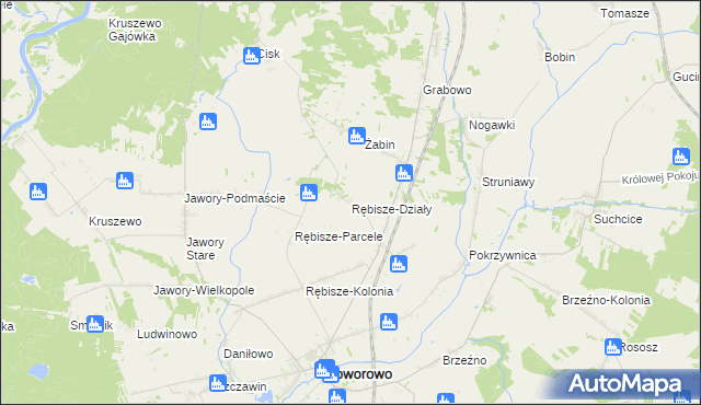 mapa Rębisze-Działy, Rębisze-Działy na mapie Targeo