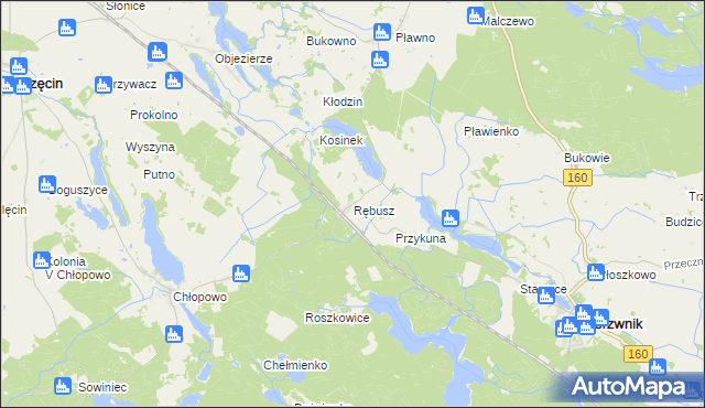 mapa Rębusz, Rębusz na mapie Targeo