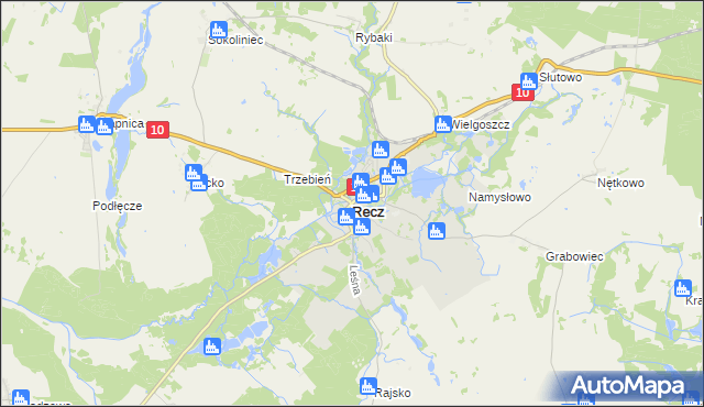 mapa Recz powiat choszczeński, Recz powiat choszczeński na mapie Targeo