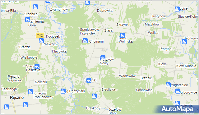 mapa Reczków Nowy, Reczków Nowy na mapie Targeo