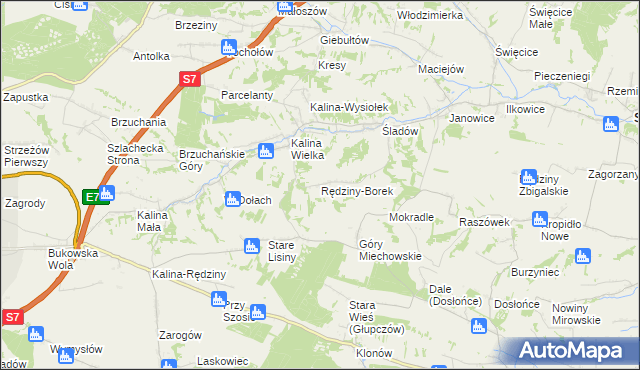 mapa Rędziny-Borek, Rędziny-Borek na mapie Targeo