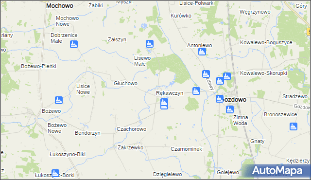 mapa Rękawczyn gmina Gozdowo, Rękawczyn gmina Gozdowo na mapie Targeo