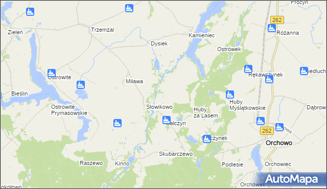 mapa Rękawczyn gmina Orchowo, Rękawczyn gmina Orchowo na mapie Targeo