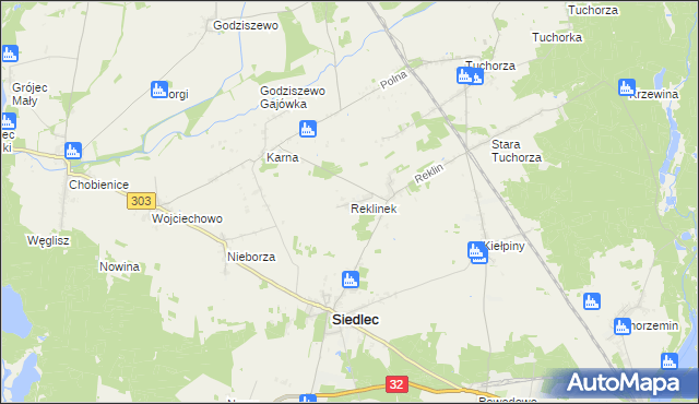 mapa Reklinek, Reklinek na mapie Targeo