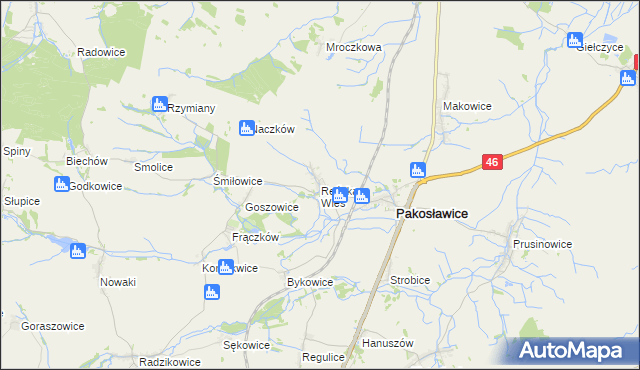 mapa Reńska Wieś gmina Pakosławice, Reńska Wieś gmina Pakosławice na mapie Targeo