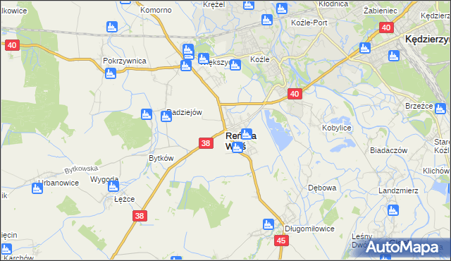 mapa Reńska Wieś powiat kędzierzyńsko-kozielski, Reńska Wieś powiat kędzierzyńsko-kozielski na mapie Targeo