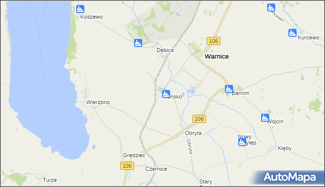 mapa Reńsko gmina Warnice, Reńsko gmina Warnice na mapie Targeo