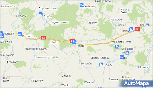 mapa Repki powiat sokołowski, Repki powiat sokołowski na mapie Targeo